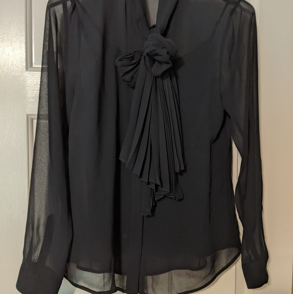 Michael Kors, dark navy blue blouse with chamois, medium